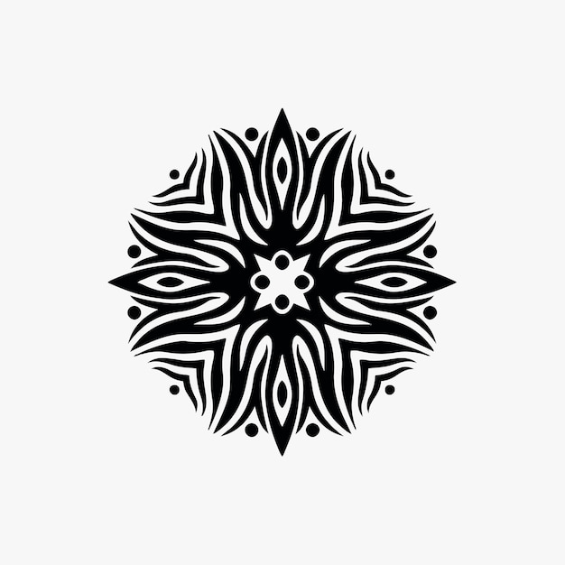 Mandala tribal flower symbol logo sobre fondo blanco stencil decal tattoo vector design