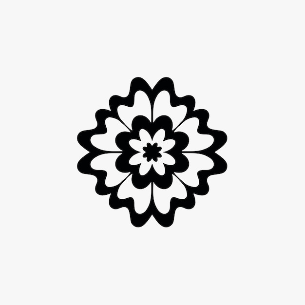 Mandala Tribal Flower Symbol Logo sobre fondo blanco Stencil Decal Tattoo Vector Design