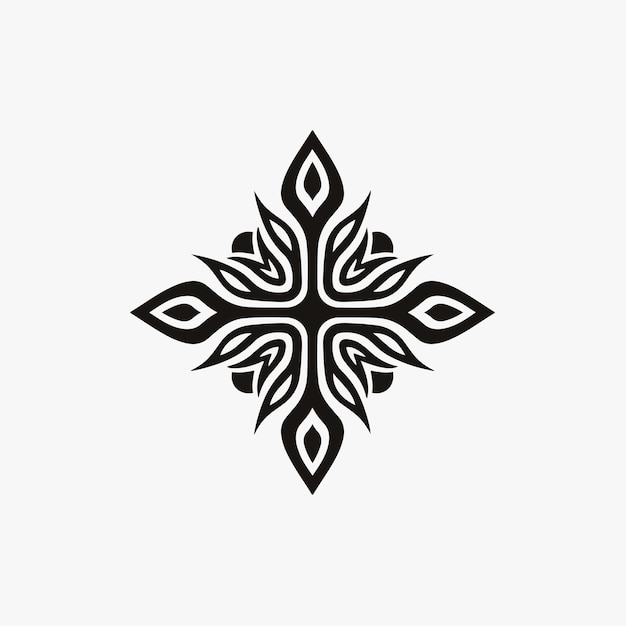 Mandala tribal flower symbol logo sobre fondo blanco stencil decal tattoo vector design