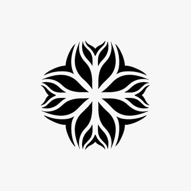 Mandala Tribal Flower Symbol Logo sobre fondo blanco Stencil Decal Tattoo Vector Design