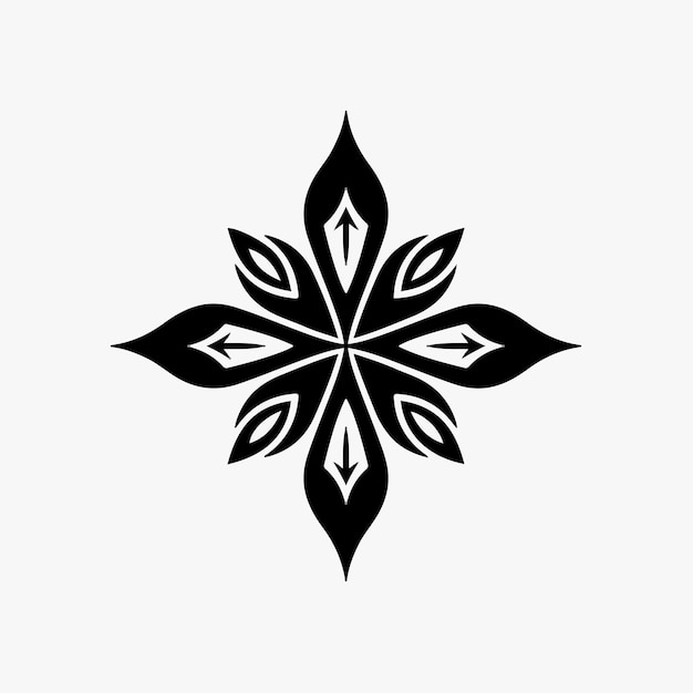 Mandala Tribal Flower Symbol Logo sobre fondo blanco Stencil Decal Tattoo Vector Design