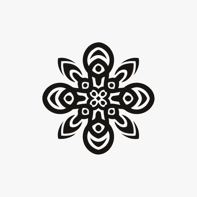 Mandala Tribal Flower Symbol Logo sobre fondo blanco Stencil Decal Tattoo Vector Design