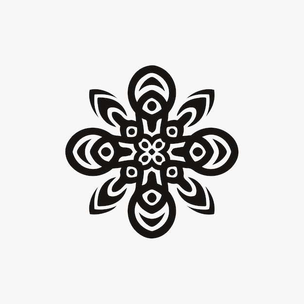 Mandala tribal flower symbol logo sobre fondo blanco stencil decal tattoo vector design