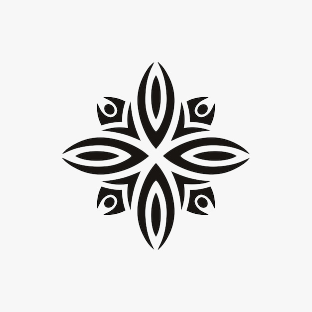 Mandala Tribal Flower Symbol Logo sobre fondo blanco Stencil Decal Tattoo Vector Design