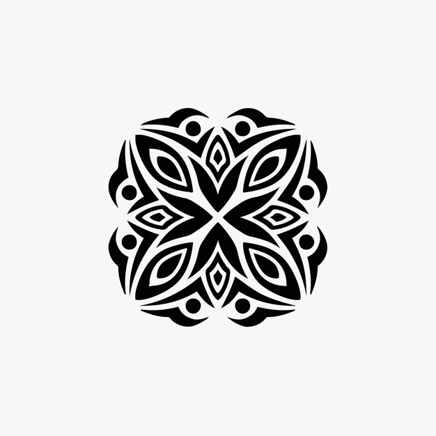 Mandala Tribal Flower Symbol Logo sobre fondo blanco Stencil Decal Tattoo Vector Design