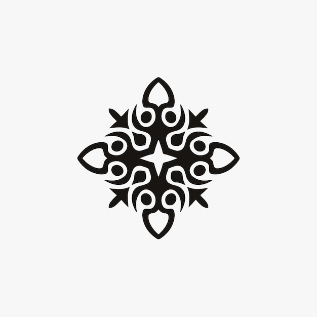 Mandala Tribal Flower Symbol Logo sobre fondo blanco Stencil Decal Tattoo Vector Illustration