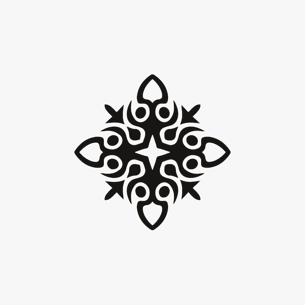 Mandala tribal flower symbol logo sobre fondo blanco stencil decal tattoo vector illustration