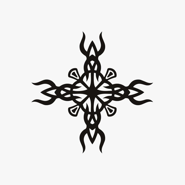 Mandala tribal trisula symbol logo sobre fondo blanco stencil decal tattoo vector design