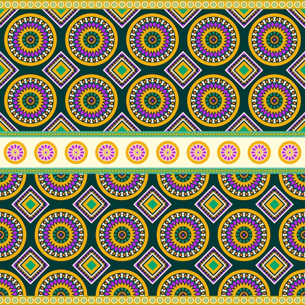 Vector mandala de tribu y diseño de patrón de círculo para fondo, alfombra, papel tapiz, ropa y envoltura.