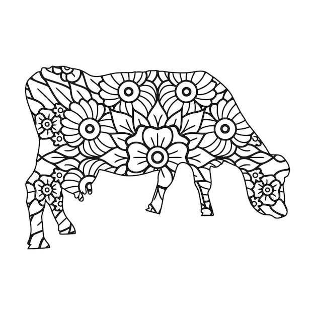 Mandala Vaca Página Para Colorear Para Niños