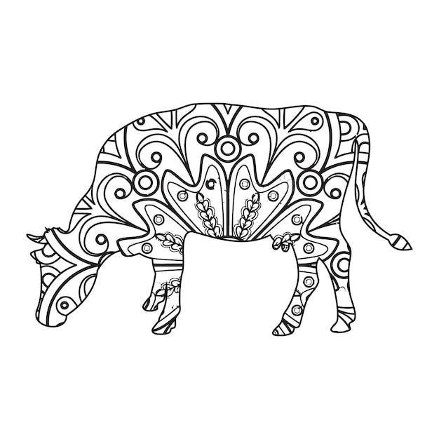 Mandala Vaca Página Para Colorear Para Niños