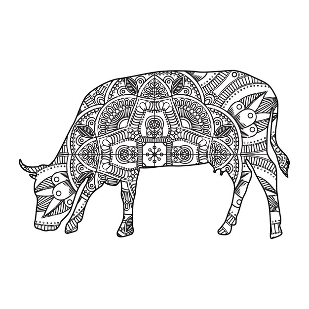 Mandala Vaca Página Para Colorear Para Niños