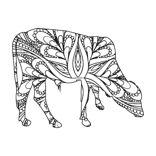 Mandala Vaca Página Para Colorear Para Niños