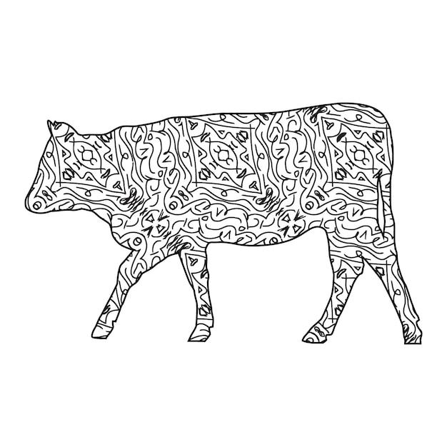 Mandala Vaca Página Para Colorear Para Niños