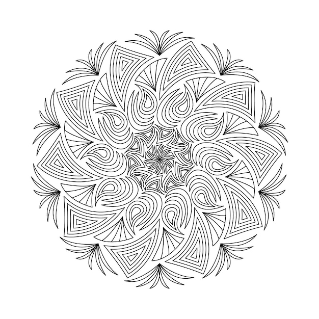 Mandala de vector para colorear. patrón redondo con elementos decorativos. decoración para libro, diseño, ilustración, juegos, relax y meditación.