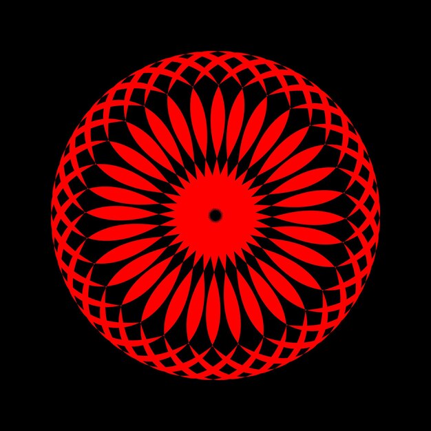 Un mandala vectorial redondo intrincado rojo abstracto