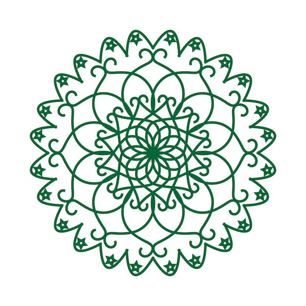 Mandala verde con un patrón en el medio.