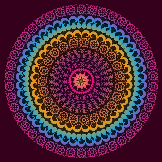 Mandala vintage degradado colorido en vector oscuro