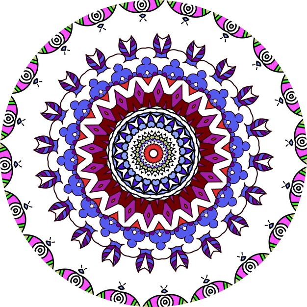 Mandalas de colores para colorear libro. Adornos redondos decorativos
