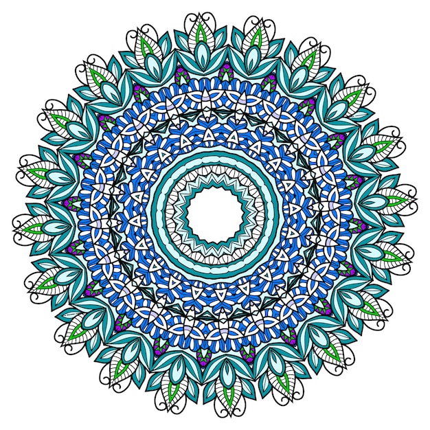 Mandalas de colores para libro de colorear. Adornos redondos decorativos. Forma de flor inusual.