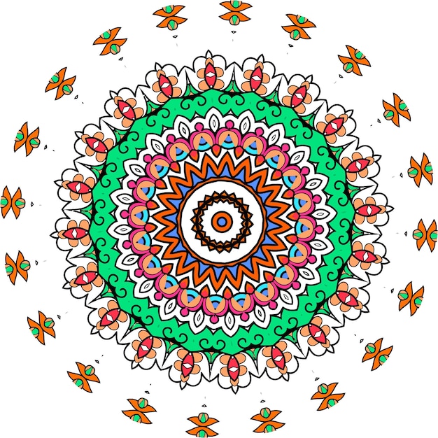 Mandalas de colores para libro de colorear. Adornos redondos decorativos. Forma de flor inusual.