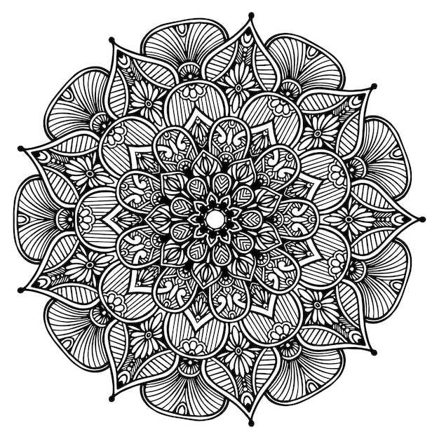 Mandalas Redondo para colorear libro Adornos redondos decorativos Forma de flor inusual Vector oriental