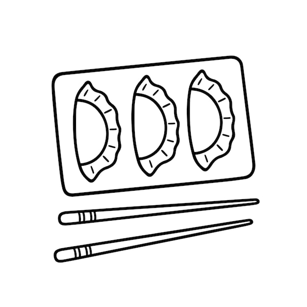 Mandu doodle comida coreana en estilo boceto cocina coreana