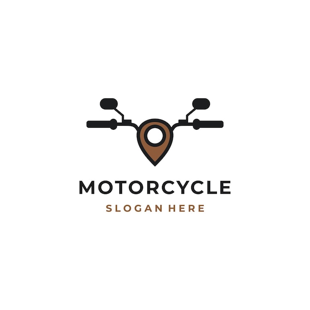 Manejo de motocicleta diseño de logotipo moderno con puntero de mapa logotipo de negocio de reparación de servicio de motocicletas