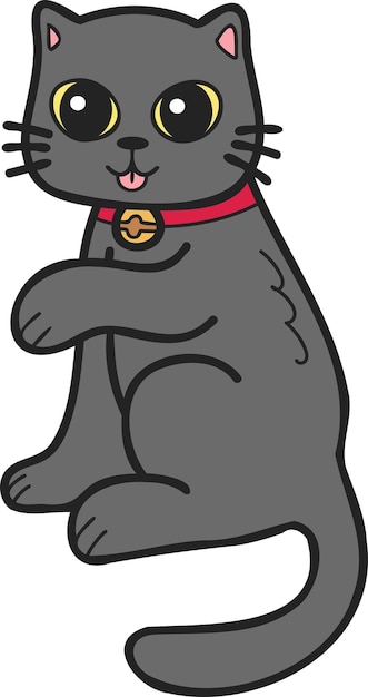 Maneki Neko dibujado a mano o ilustración de gato afortunado en estilo garabato