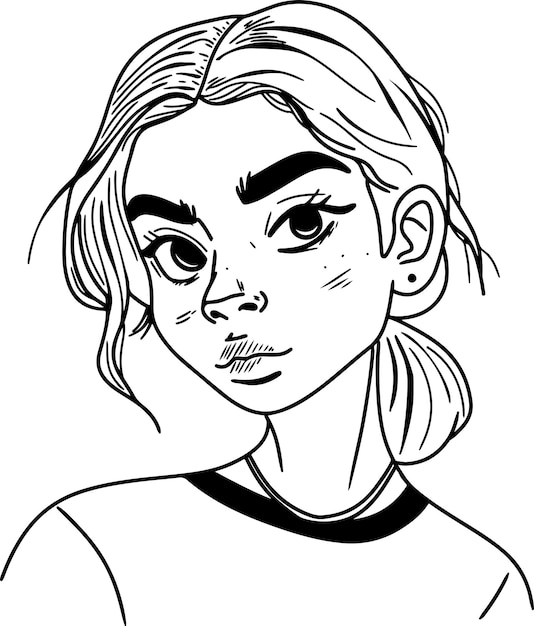 Manga Anime Retrato de una mujer dibujando a mano