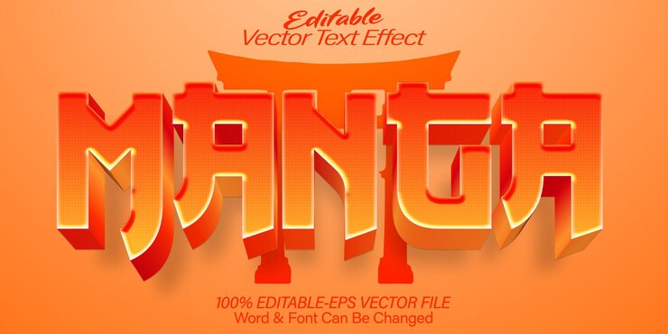 Vector manga efecto de texto vectorial editable alfabeto anime japón drawing pop