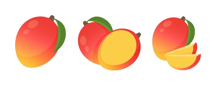 Vector mango amarillo a la mitad vector deliciosa fruta dulce
