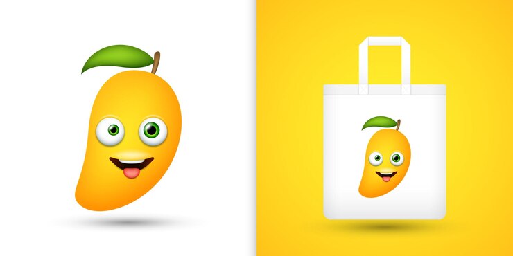 Vector mango en la bolsa de asas blanca vector