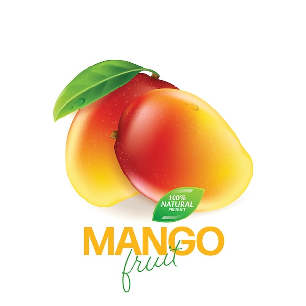 Mango entero y en piezas realista detallado