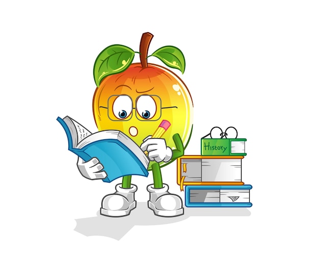 Mango estudiando mascota. vector de dibujos animados