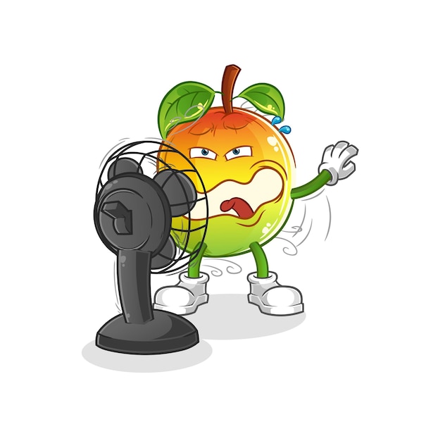 Mango frente al personaje fan. vector de mascota de dibujos animados