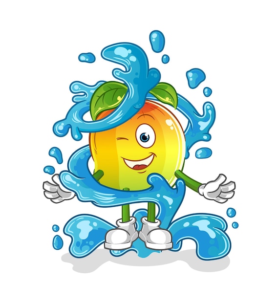 Mango fresco con vector de dibujos animados de mascota de agua