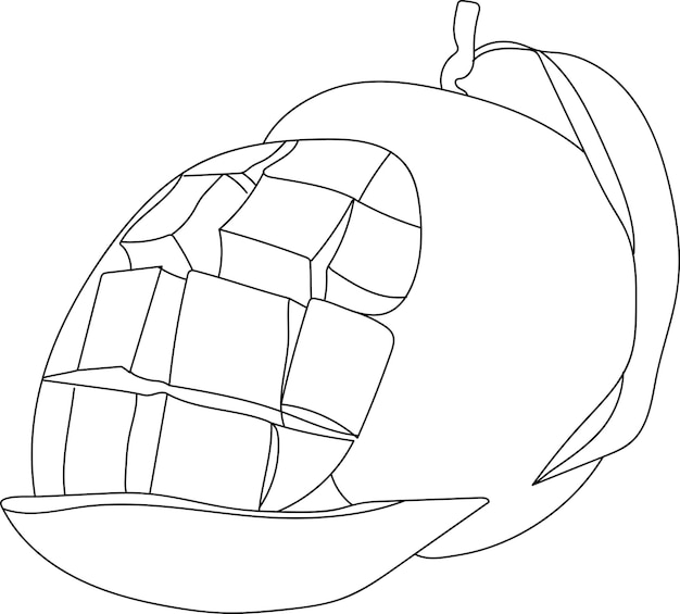 Un mango lleno y medio con hojas para el libro de colorear