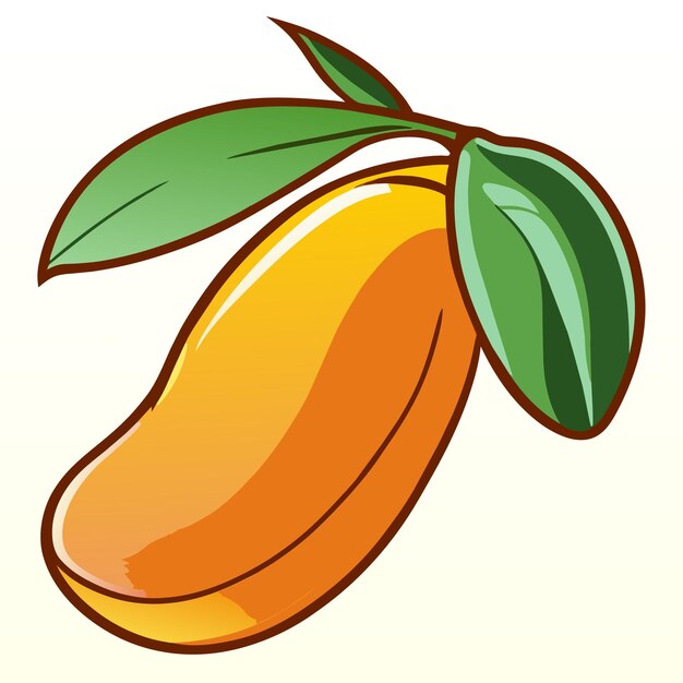 Vector mango, mano, dibujado, caricatura, pegatina, icono, concepto, aislado, ilustración