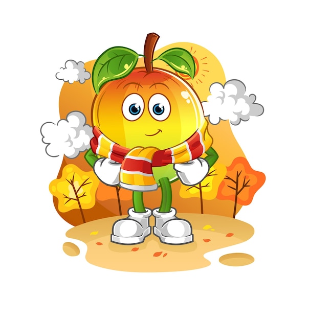 Mango en otoño. vector de mascota de dibujos animados