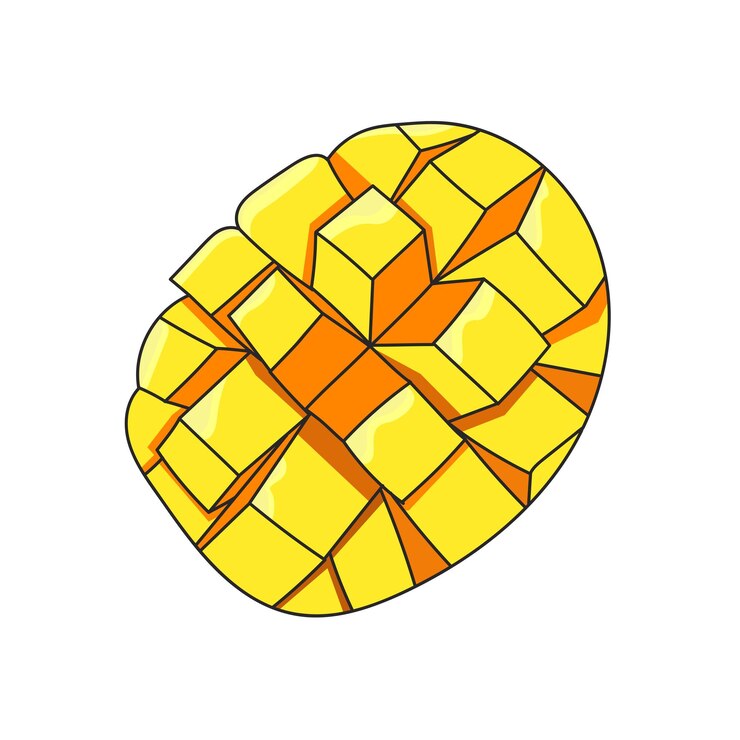 Mango picado fresco en cubos ilustración vectorial