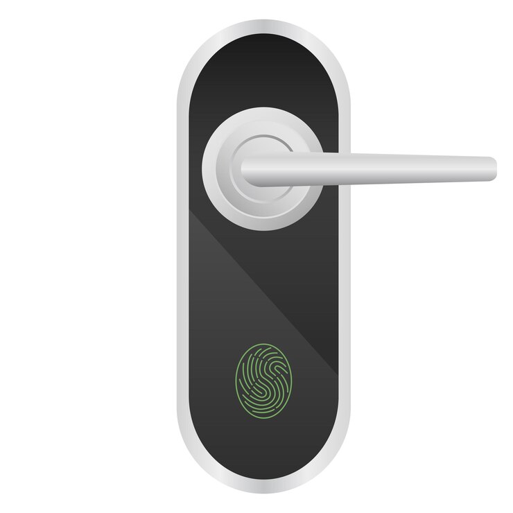 Vector mango de la puerta con escáner de huellas dactilares intercomunicador de gradiente metálico diseño de vidrio de llamada decoración interior artículo de muebles bloqueo imán control remoto sistema de seguridad para el hogar inteligente tarjeta clave biometría