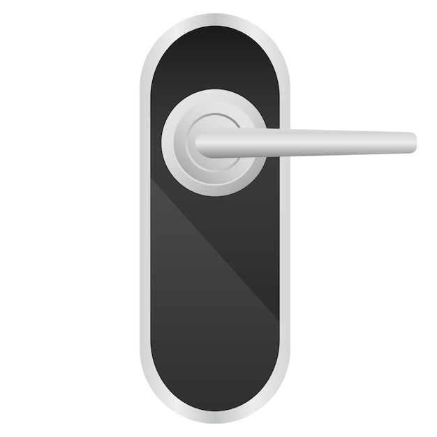Mango de la puerta Gradiente metálico de vidrio negro Diseño moderno Decoración interior Artículo de muebles Cerradura imán control remoto aplicación para el hogar inteligente tarjeta clave del sistema de seguridad Ilustración vectorial