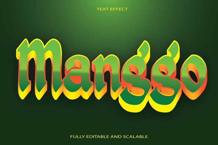 Vector mango texto editable 3 dimensiones en relieve estilo neón