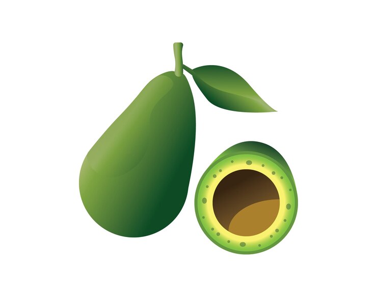 un mango verde con una hoja verde en el lado