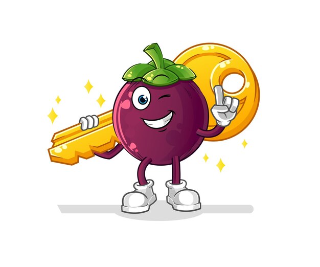 El mangostán lleva el vector de dibujos animados de la mascota clave