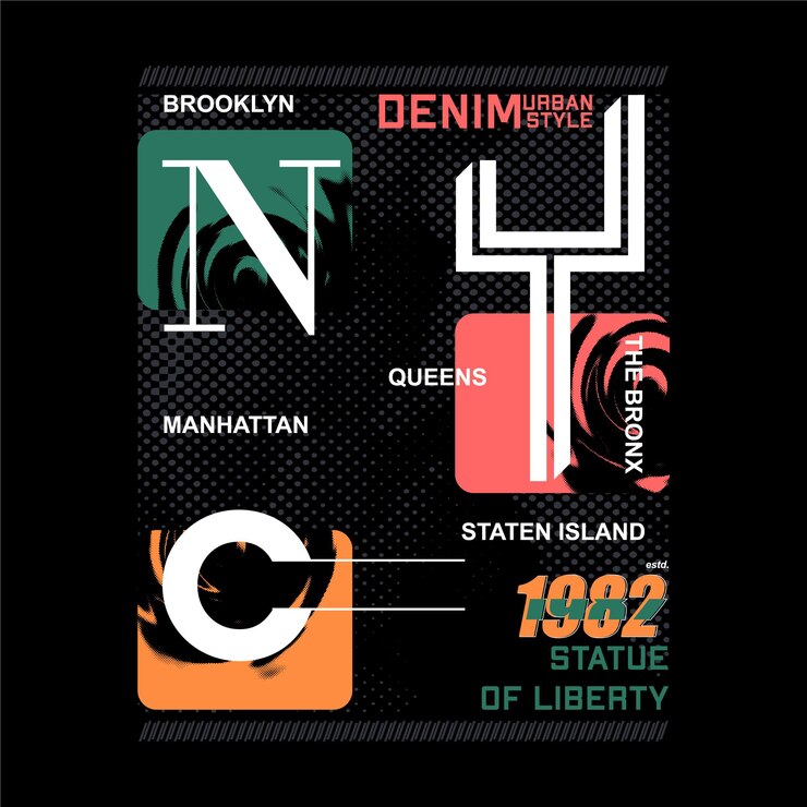 Vector manhattan, el, bronx, ciudad de nueva york, gráfico, ilustración, tipografía, vector, camiseta, diseño