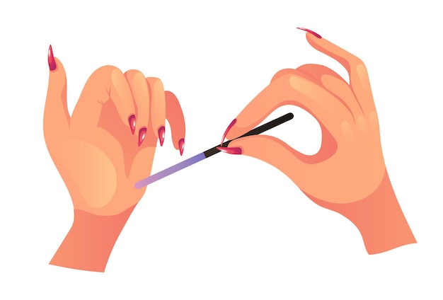 Manicura mano brazo esmalte de uñas esmalte dedo concepto plano diseño gráfico ilustración