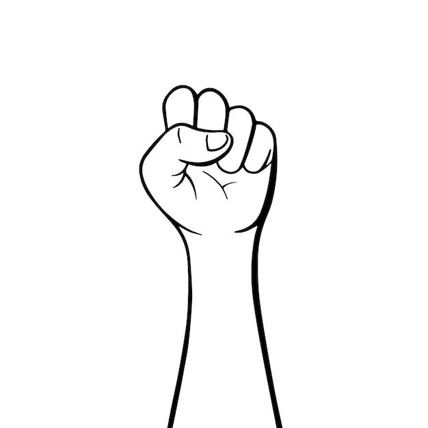 Manifestación revolución protesta brazo levantado puño con espacio de copia Brazo silueta lucha por los derechos