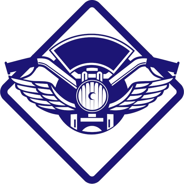 El manillar de la motocicleta, las alas del faro, el diamante retro.
